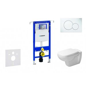 GEBERIT Duofix Modul pro závěsné WC s tlačítkem Sigma01, alpská bílá + Duravit D-Code WC a sedátko, Rimless, SoftClose 111.355.00.5 NH1 obraz