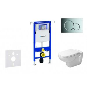 GEBERIT Duofix Modul pro závěsné WC s tlačítkem Sigma01, lesklý chrom + Duravit D-Code WC a sedátko, Rimless, SoftClose 111.355.00.5 NH2 obraz