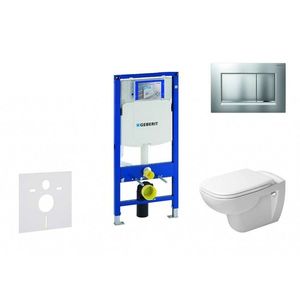 GEBERIT Duofix Modul pro závěsné WC s tlačítkem Sigma30, matný chrom/chrom + Duravit D-Code WC a sedátko, Rimless, SoftClose 111.300.00.5 NH7 obraz