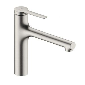 HANSGROHE Zesis M33 Dřezová baterie 160, s výsuvnou sprškou s přepínačem, vzhled nerezu 74801800 obraz