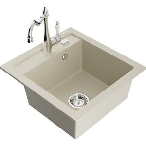MEXEN/S Vito granitový dřez 1-miska včetně baterie Carla, béžová 6503-69-670700-00 obraz