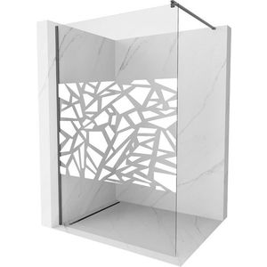 MEXEN/S Kioto Sprchová zástěna Walk-in 90 x 200, bílý vzor 8 mm, grafit kartáčovaná 800-090-101-66-85 obraz