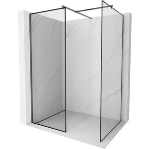 MEXEN/S Kioto Sprchová zástěna WALK-IN 90 x 90 cm, černý vzor, grafit kartáčovaná 800-090-202-66-70-090 obraz
