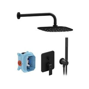RAVAK Flat Sprchový set s baterií pod omítku, s tělesem, 25x25 cm, černá X07S071 obraz