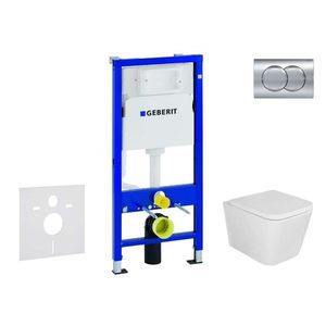 GEBERIT Duofix Set předstěnové instalace, klozetu Arkas I a sedátka softclose, tlačítko Delta01, lesklý chrom SANI11CA1138 obraz