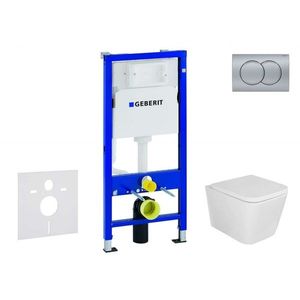 GEBERIT Duofix Set předstěnové instalace, klozetu Arkas I a sedátka softclose, tlačítko Delta01, matný chrom SANI11CA1139 obraz