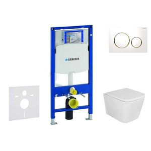 GEBERIT Duofix Set předstěnové instalace, klozetu Arkas I sedátka softclose, tlačítko Sigma20, bílá/pozlacená SANI11CA3154 obraz