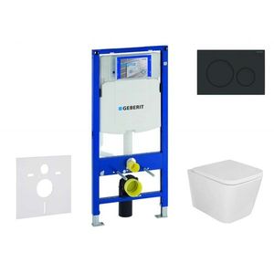 GEBERIT Duofix Set předstěnové instalace, klozetu Arkas I a sedátka softclose, tlačítko Sigma20, matná černá/černá SANI11CA5124 obraz