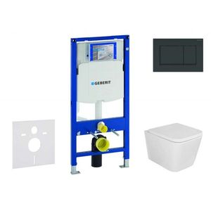 GEBERIT Duofix Set předstěnové instalace, klozetu Arkas I a sedátka softclose, tlačítko Sigma30, černá lesk/černá mat SANI11CA5125 obraz