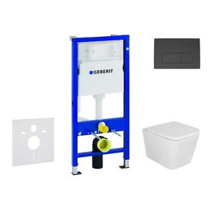 GEBERIT Duofix Set předstěnové instalace, klozetu Arkas I a sedátka softclose, tlačítko Delta50, matná černá SANI11CA5127 obraz