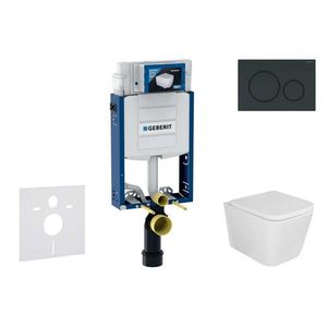 GEBERIT Kombifix Set předstěnové instalace, klozetu Arkas I a sedátka softclose, tlačítko Sigma20, černá lesk/černá mat SANI15CA5128 obraz
