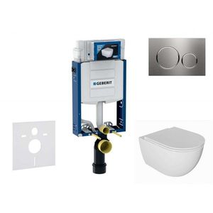 GEBERIT Kombifix Set předstěnové instalace, klozetu Oudee a sedátka softclose, tlačítko Sigma20, nerez SANI15CA6101 obraz