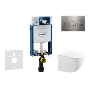 GEBERIT Kombifix Set předstěnové instalace, kompaktního klozetu Gaia a sedátka softclose, tlačítko Sigma20, nerez SANI15CA6103 obraz