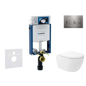 GEBERIT Kombifix Set předstěnové instalace, klozetu Oudee Vortex a sedátka softclose, tlačítko Sigma20, nerez SANI15CA6106 obraz