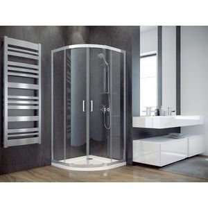 BESCO Čtvrtkruhový sprchový kout MODERN 185 Barva rámu Chrom/Leštěný hliník (ALU), Rozměr A 80 cm, Rozměr B 80 cm, Rozměr C 185 cm, Směr zavírání Univerzální Levé / Pravé, Výplň Fume bezpečnostní sklo 6 mm BCMOD80CTVRTCG obraz