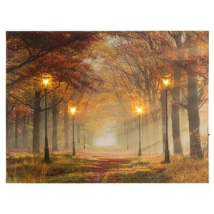Nástěnná malba lesní cesta, 4 LED, 30 x 40 cm obraz