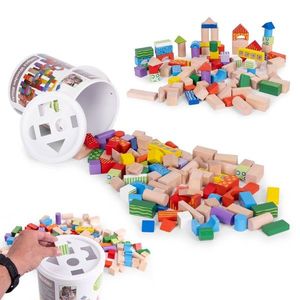 Dětské dřevěné kostky WOODY ECOTOYS 100 ks vícebarevné obraz