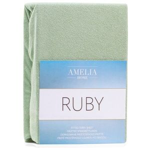 Froté prostěradlo s gumou AmeliaHome Ruby olivové, velikost 220-240x220 obraz