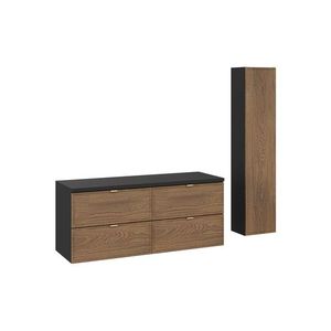 Comad Koupelnová sestava s deskou a skříňkami Talia Casella 120 cm černý mat/dub casella obraz