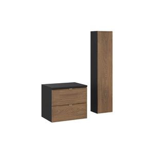 Comad Koupelnová sestava s deskou a skříňkami Talia Casella 60 cm černý mat/dub casella obraz