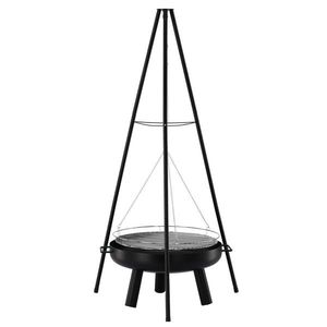 Garden Line Zahradní ohniště s grilem FLAME černé obraz
