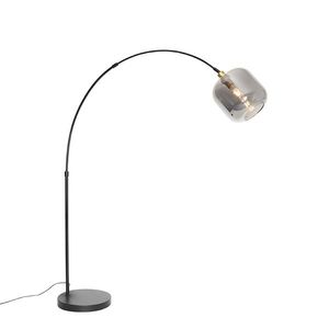 Oblouková lampa černá se zlatem a kouřovým sklem - Zuzanna obraz
