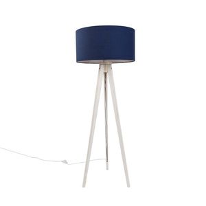 Vloerlamp tripod wit met stoffen kap donkerblauw 50cm - Tripod Classic obraz