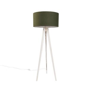 Vloerlamp tripod wit met stoffen kap donkergroen 50cm - Tripod Classic obraz