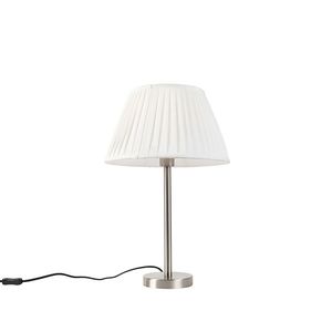 Klasická stolní lampa ocel s plisovaným stínítkem bílým 35 cm - Simplo obraz