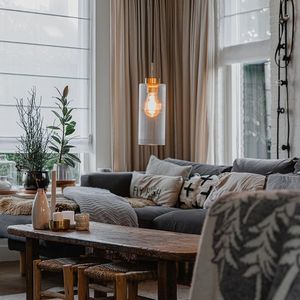 Art Deco závěsné svítidlo zlaté se sklem - Laura obraz