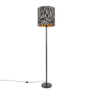 Moderní stojací lampa černá sabajurem zetkaniny szebrovým vzorem 40cm - Simplo obraz