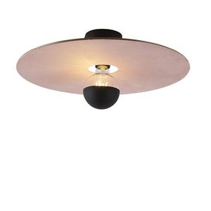 Stropní lampa černá s plochým stínítkem růžová 45 cm - Combi obraz