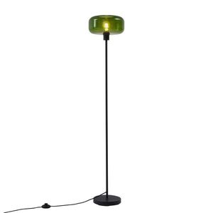 Retro stojací lampa černá se zeleným sklem - Bizle obraz