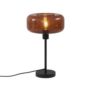 Retro stolní lampa černá s bronzovým sklem - Bizle obraz