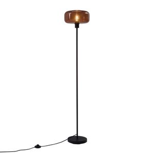 Retro stojací lampa černá s bronzovým sklem - Bizle obraz