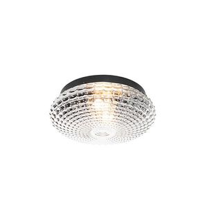 Klasické stropní svítidlo černé s kouřovým sklem 30 cm IP44 - Nohmi obraz