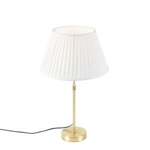 Stolní lampa zlatá/mosazná se stínidlem sřasením krémová 35 cm - Parte obraz