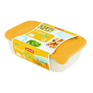 CURVER Sada dóz na potraviny FRESH & GO 2L+1L+0, 5L | transparentní / žlutá obraz