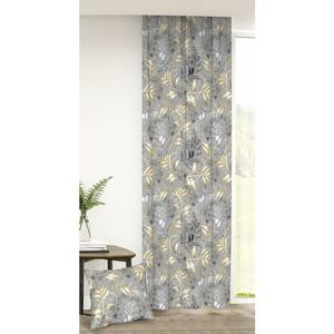 Závěs dekorační nebo látka, Soft Jasanové listí, šedý a okrový, 150 cm 150 cm obraz