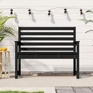 Zahradní lavice černá 109 x 48 x 91, 5 cm masivní borové dřevo obraz