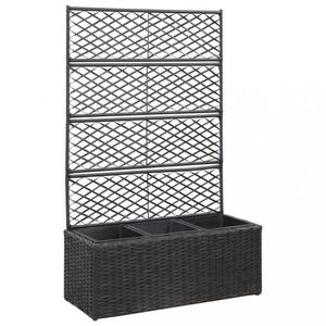 Truhlík s treláží a 3 květináči 83x30x130 cm polyratan Dekorhome obraz