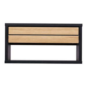 Černý/v přírodní barvě závěsný noční stolek v dekoru dubu Stripe – Woodman obraz