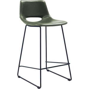 Khaki barová židle z imitace kůže (výška sedáku 65 cm) Zahara – Kave Home obraz