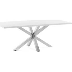 Bílý jídelní stůl s podnožím z nerezové oceli Kave Home Arya, 160 x 100 cm obraz