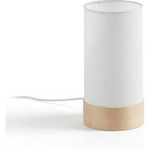 Bílá/v přírodní barvě stolní lampa z bukového dřeva s textilním stínidlem (výška 26 cm) Slat – Kave Home obraz
