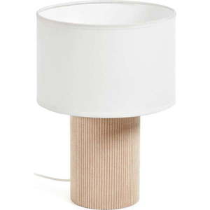 Bílá/béžová stolní lampa s textilním stínidlem (výška 29 cm) Bianella – Kave Home obraz
