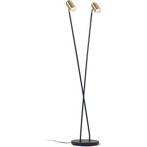 Černá/ve zlaté barvě stojací lampa s kovovým stínidlem (výška 152 cm) Clemence – Kave Home obraz