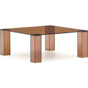 Hnědý skleněný konferenční stolek 85x85 cm Adularia – Kave Home obraz
