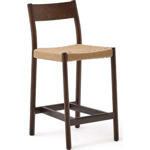Hnědá/v přírodní barvě barová židle z dubového dřeva (výška sedáku 65 cm) Yalia – Kave Home obraz