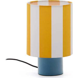 Žlutá/modrá stolní lampa s textilním stínidlem (výška 25 cm) Ciral – Kave Home obraz